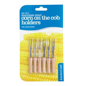 Kitchen Craft Set of Six Stainless Steel Corn on the Cob Holders